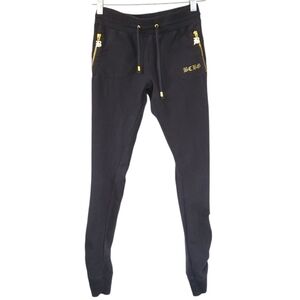 BCBGMAXAZRIA Black Joggers S Y2K Rhinestone Gold Zipper Low Rise Lounge Pants